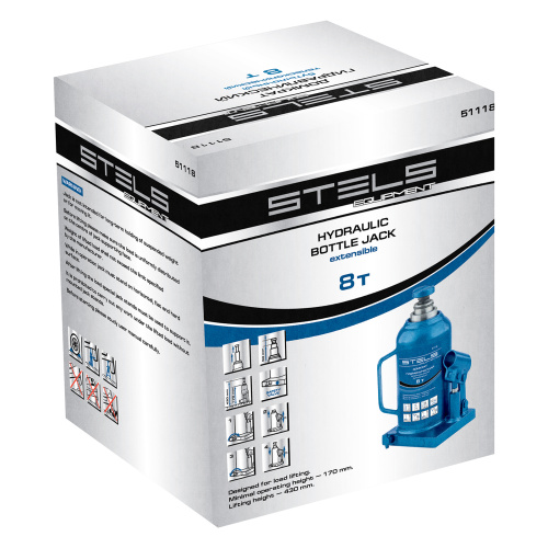Домкрат гидравлический бутылочный телескопический, 8 т, H подъема 170-430 мм Stels по ценам производителя в Санкт-Петербурге с доставкой по всей России