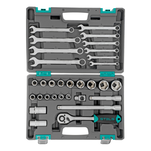 Набор инструментов, 1/2", CrV, пластиковый кейс 31 предмет Stels купить в Москве с доставкой по всей России | ProtosMarket.ru