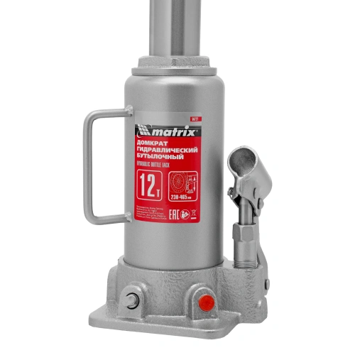 Домкрат гидравлический бутылочный, 12 т, высота подъема 230-465 мм Matrix по ценам производителя в Санкт-Петербурге с доставкой по всей России