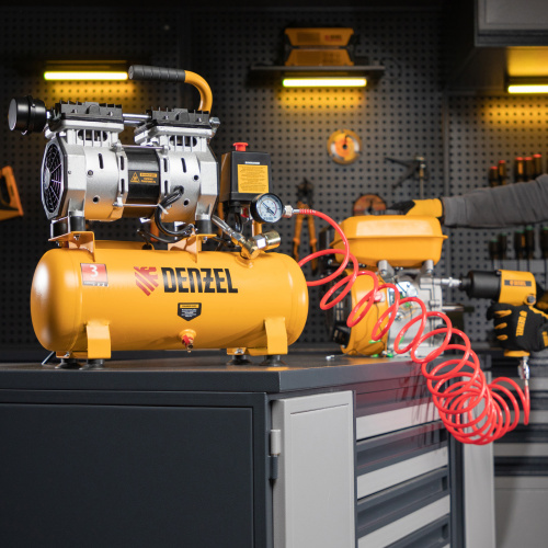 Компрессор DLS650/10 безмаслянный малошумный 650 Вт, 120 л/мин, ресивер 10 л Denzel по ценам производителя в Санкт-Петербурге с доставкой по всей России