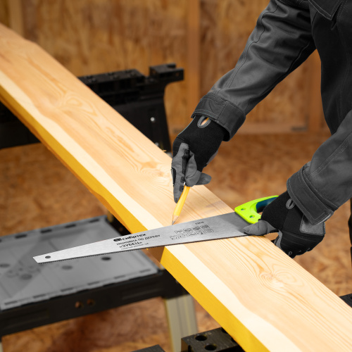 Ножовка по дереву"Зубец" для точных пильных работ, 450 мм, каленый зуб 2D, 14 TPI, двухкомпонентная рукоятка Сибртех купить в Москве с доставкой по всей России | ProtosMarket.ru