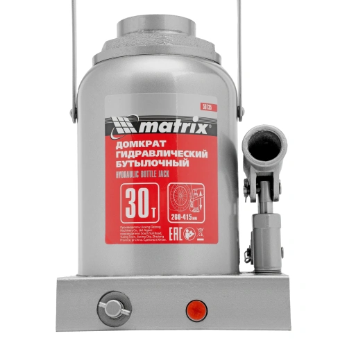 Домкрат гидравлический бутылочный, 30 т, высота подъема 260-415 мм Matrix по ценам производителя в Санкт-Петербурге с доставкой по всей России