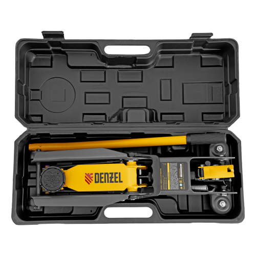Домкрат гидравлический подкатной, 2 т, 135-385 мм, в пласт. кейсе Denzel по ценам производителя в Санкт-Петербурге с доставкой по всей России