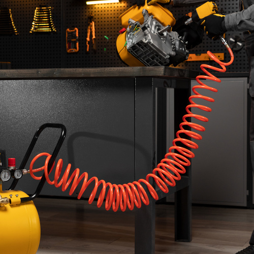 Шланг спиральный воздушный 8 х 12 мм, 18 бар, с быстросъемными соединениями, 10м Stels купить в Москве с доставкой по всей России | ProtosMarket.ru