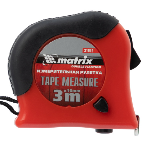 Рулетка Double fixation,3 м х 16 мм,обрезиненный корпус,двойная плавная фиксация Matrix по ценам производителя в Санкт-Петербурге с доставкой по всей России