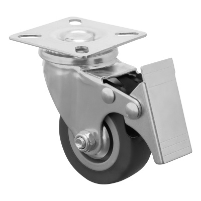 Колесо поворотное с тормозом D 50 мм, крепление  платформенное Сибртех по ценам производителя в Санкт-Петербурге с доставкой по всей России