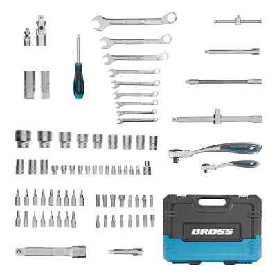 Набор инструментов, 1/4", 1/2", CrV, 120 зубьев, 82 предмета Gross купить в Москве с доставкой по всей России | ProtosMarket.ru