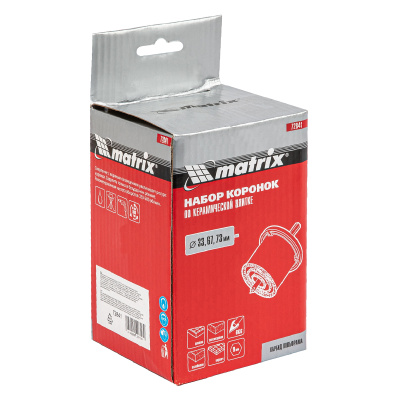 Набор коронок по керамической плитке, 33-67-73 мм, шестигранный хвостовик Matrix купить в Москве с доставкой по всей России | ProtosMarket.ru