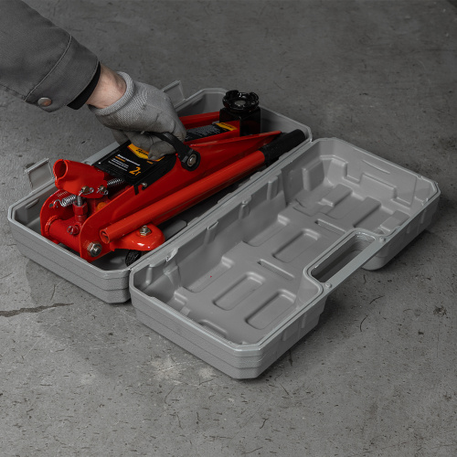 Домкрат гидравлический подкатной, 2 т, h подъема 125-300 мм, в пластиковом кейсе Sparta по ценам производителя в Санкт-Петербурге с доставкой по всей России