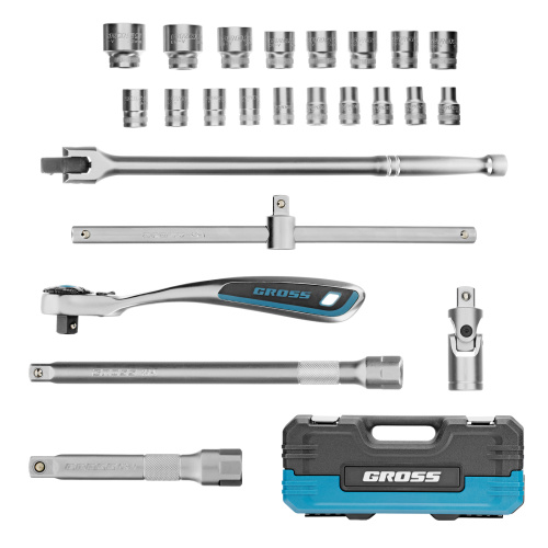 Набор инструментов, 1/2", CrV, 120 зубьев, 24 предмета Gross купить в Москве с доставкой по всей России | ProtosMarket.ru