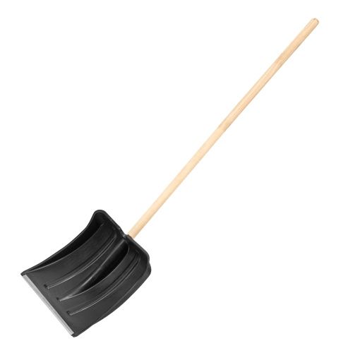 Лопата для уборки снега пластиковая, 380х385х1420 мм, оцинк. планка, деревянный черенок купить в Москве с доставкой по всей России | ProtosMarket.ru