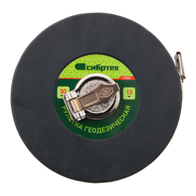 Рулетка геодезическая 30 м х 13 мм, закрытый корпус, фибергласовая лента Сибртех по ценам производителя в Санкт-Петербурге с доставкой по всей России