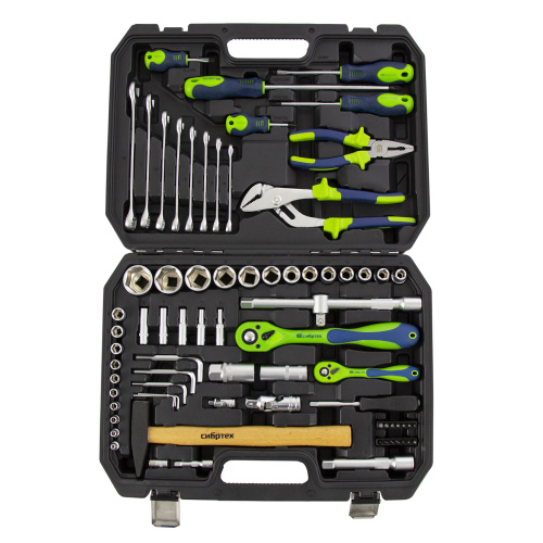Набор инструментов 76 предметов CrV, 1/2", 1/4" Сибртех купить в Москве с доставкой по всей России | ProtosMarket.ru