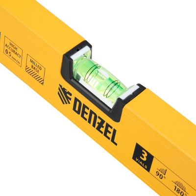 Уровень алюминиевый, магнит, фрезерованный, 3 глазка (1 зеркал.) 0,5 мм/м, 800 мм Denzel по ценам производителя в Санкт-Петербурге с доставкой по всей России