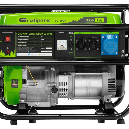 Генератор бензиновый БС-6500, 5.5 кВт, 230В, четырехтактный, 25 л, ручной стартер Сибртех по ценам производителя в Санкт-Петербурге с доставкой по всей России