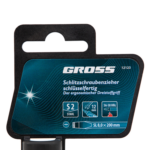 Отвертка SL8x 200 мм, S2, трехкомпонентная рукоятка Gross купить в Москве с доставкой по всей России | ProtosMarket.ru