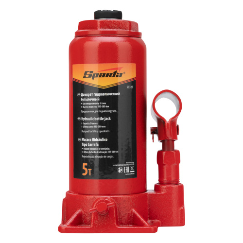 Домкрат гидравлический бутылочный, 5 т, h подъема 195-380 мм Sparta по ценам производителя в Санкт-Петербурге с доставкой по всей России