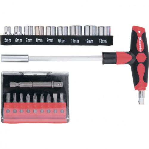 Отвертка с Т-образной эргономичной ручкой, набором бит и насадок, 20 шт, CrV Matrix купить в Москве с доставкой по всей России | ProtosMarket.ru