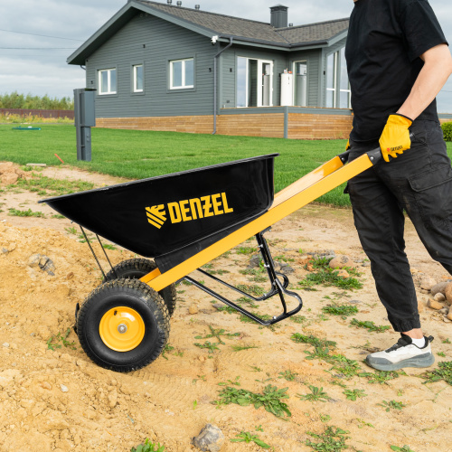 Тачка строительная, усиленная, объем 140 л, 250 кг, двухколесная, колесо 15х6.00-6 Denzel купить в Москве с доставкой по всей России | ProtosMarket.ru