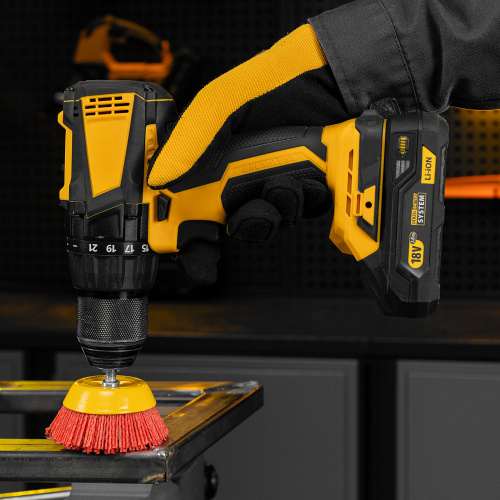 Щетка для дрели, 75 мм, Чашка, со шпилькой, нейлоновая щетина Denzel по ценам производителя в Санкт-Петербурге с доставкой по всей России