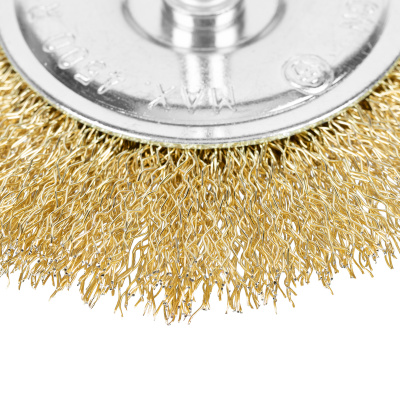 Щетка для дрели 100 мм, плоская со шпилькой, латунированная витая проволока Matrix по ценам производителя в Санкт-Петербурге с доставкой по всей России