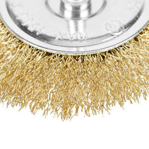 Щетка для дрели 100 мм, плоская со шпилькой, латунированная витая проволока Matrix по ценам производителя в Санкт-Петербурге с доставкой по всей России