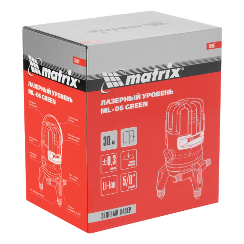 Лазерный уровень ML 06 Green, 30 м, 520 нм, аккумулятор Li 2800 мАч, резьба 5/8" Matrix купить в Москве с доставкой по всей России | ProtosMarket.ru