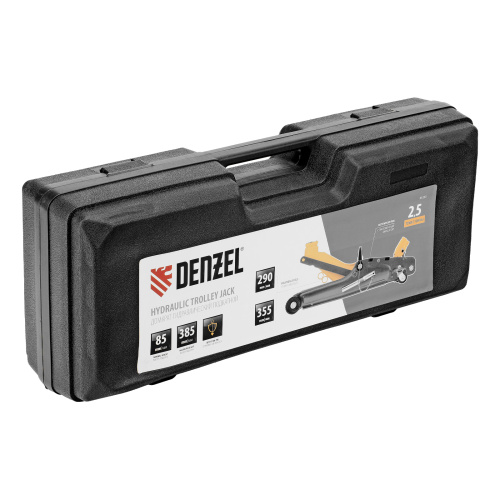 Домкрат гидравлический подкатной с фиксатором, 2,5 т,  85-385 мм, в пласт. кейсе Denzel по ценам производителя в Санкт-Петербурге с доставкой по всей России