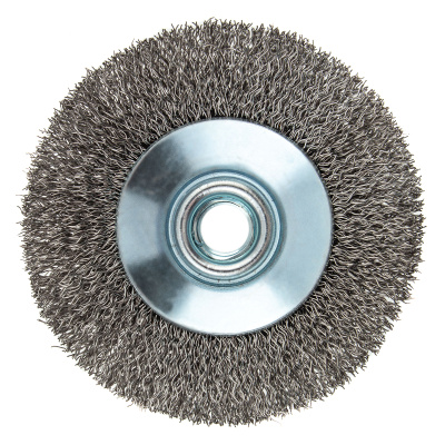 Щетка для УШМ, 100 мм, "Тарелка", витая нержавеющая проволока 0.3 мм, М14 Denzel по ценам производителя в Санкт-Петербурге с доставкой по всей России