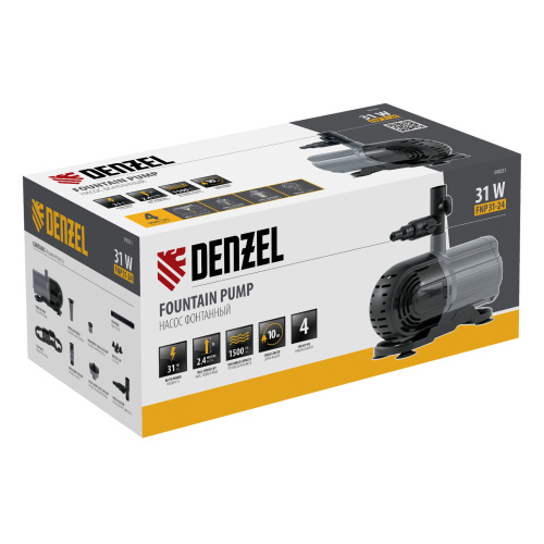Насос фонтанный FNP31-24, 31 Вт, подъем 2,4 м, 1500 л/ч, колокольчик/2 каскада/гейзер Denzel по ценам производителя в Санкт-Петербурге с доставкой по всей России