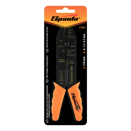 Щипцы, 210 мм, для зачистки электропроводов и обжима контактных кле мм, 1.5-6.5 мм Sparta по ценам производителя в Санкт-Петербурге с доставкой по всей России
