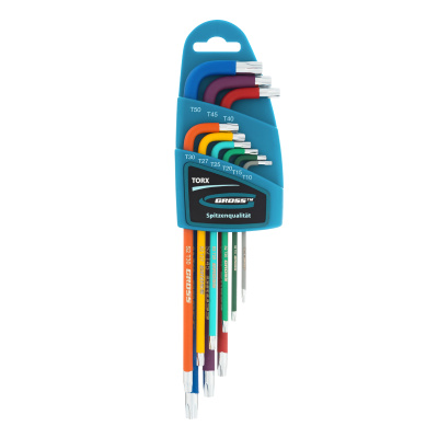 Набор ключей имбусовых Torx -TT, 9 шт: T10-T50, магнит, S2, экстра-длинные, хром/краска 9 шт Gross купить в Москве с доставкой по всей России | ProtosMarket.ru