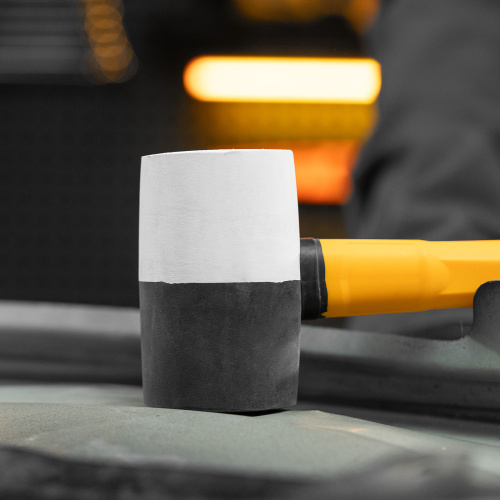 Киянка резиновая, 225 г, черно-белая, фибергласовая рукоятка c TPR покрытием Denzel купить в Москве с доставкой по всей России | ProtosMarket.ru