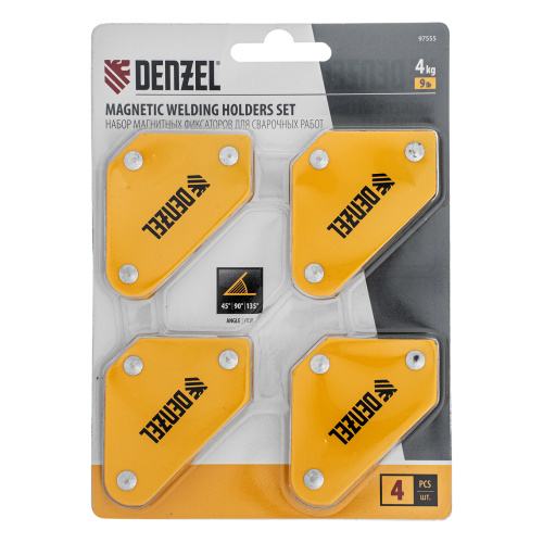 Набор из 4 магнитных фиксаторов для сварочных работ Denzel по ценам производителя в Санкт-Петербурге с доставкой по всей России