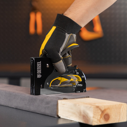 Степлер мебельный, стальной корпус, быстрая загрузка, регул. силы удара, тип 53, 4-14 мм Denzel купить в Москве с доставкой по всей России | ProtosMarket.ru