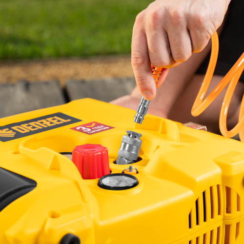 Компрессор воздушный DL1300, 10 бар, 1,3 кВт 180 л/мин 5 л, с набором аксессуаров Denzel по ценам производителя в Санкт-Петербурге с доставкой по всей России