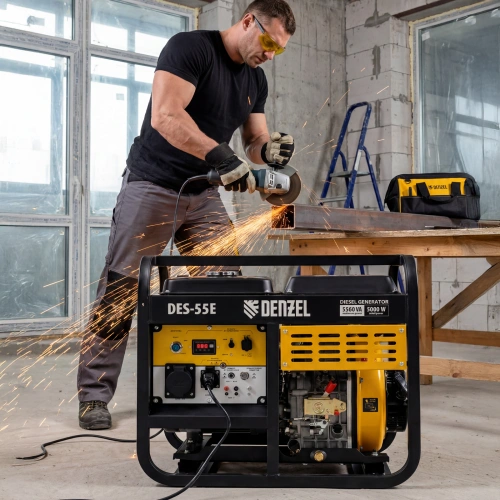 Генератор дизельный DES-55E, 5,5 кВт, 230 В, 11 л, электростартер Denzel по ценам производителя в Санкт-Петербурге с доставкой по всей России