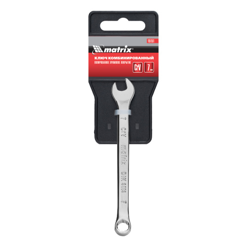 Ключ комбинированный, 7 мм, CrV, полированный хром Matrix по ценам производителя в Санкт-Петербурге с доставкой по всей России