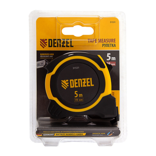 Рулетка 5м х 19мм, двухкомп. корпус, магнитный обрезиненный зацеп Denzel купить в Москве с доставкой по всей России | ProtosMarket.ru