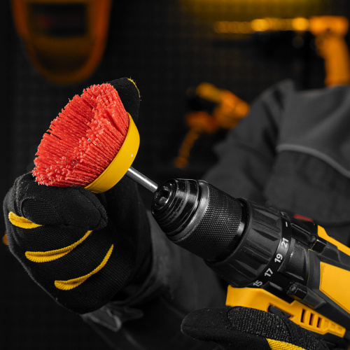 Щетка для дрели, 75 мм, Чашка, со шпилькой, нейлоновая щетина Denzel по ценам производителя в Санкт-Петербурге с доставкой по всей России