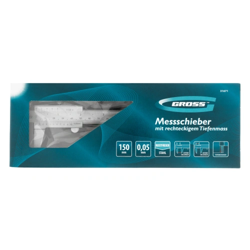Штангенциркуль, 150 мм, 0.05 мм, нержавеющая сталь, с глубиномером Gross по ценам производителя в Санкт-Петербурге с доставкой по всей России