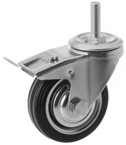 Колесо поворотное SCtB 97 85 мм резина с болтом и тормозом (F) по ценам производителя в Санкт-Петербурге с доставкой по всей России