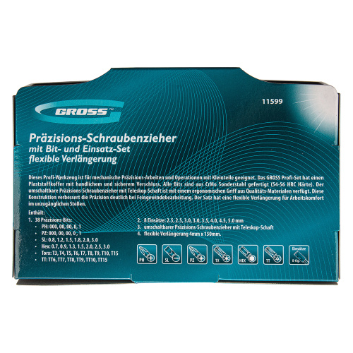 Отвертка с набором бит и торцевых головок для точных работ, гибкий привод, 48 шт, CrMo Gross купить в Москве с доставкой по всей России | ProtosMarket.ru