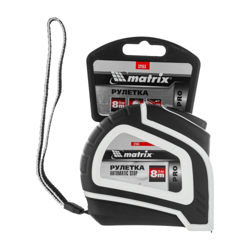 Рулетка Autostop,8 м х 25 мм,двухкомпонентный корпус,автоматическая фиксация,Pro Matrix по ценам производителя в Санкт-Петербурге с доставкой по всей России