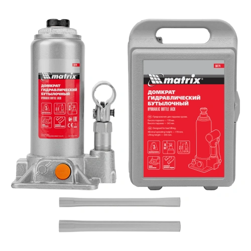 Домкрат гидравлический бутылочный, 3 т, h подъема 178-343 мм, в пластиковом кейсе Matrix по ценам производителя в Санкт-Петербурге с доставкой по всей России