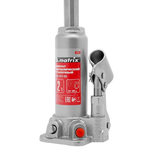 Домкрат гидравлический бутылочный, 2 т, высота подъема 181-345 мм, в пластиковый кейсе Matrix по ценам производителя в Санкт-Петербурге с доставкой по всей России
