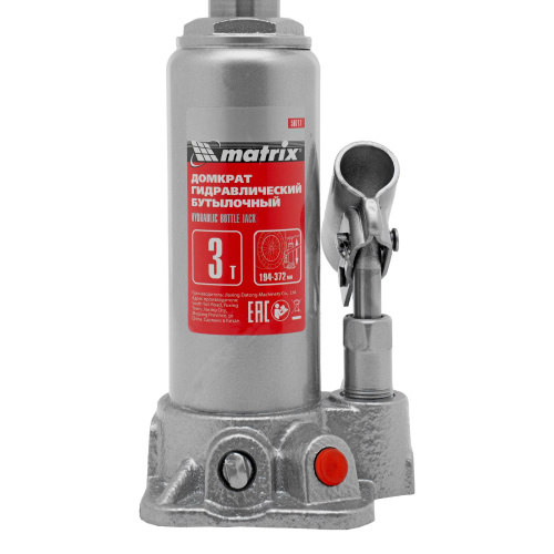 Домкрат гидравлический бутылочный, 3 т, высота подъема 194-372 мм Matrix по ценам производителя в Санкт-Петербурге с доставкой по всей России