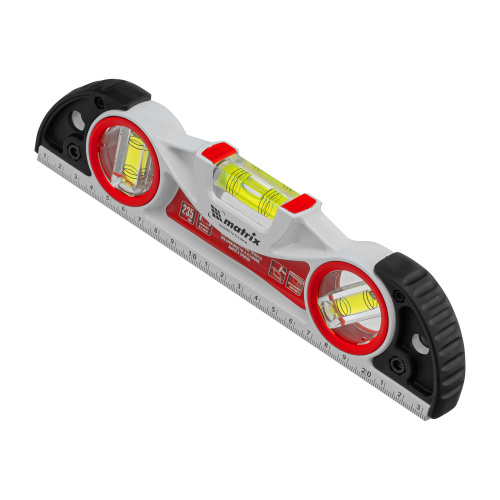 Уровень алюминиевый литой, фрезерованный, 3 глазка, две ударные площадки, 235 мм Matrix по ценам производителя в Санкт-Петербурге с доставкой по всей России