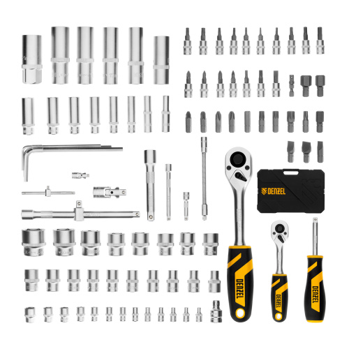 Набор инструментов, 1/2", 1/4", CrV, S2, пластиковый кейс, 94 предмета Denzel купить в Москве с доставкой по всей России | ProtosMarket.ru