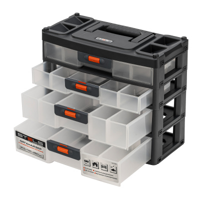 Органайзер для хранения с выдвижными лотками 310х150х260мм, 4 секции, пластик Stels купить в Москве с доставкой по всей России | ProtosMarket.ru